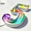 Transparent jelly-like texture with UV color-printed glowing letters