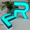 Detailed 3d logo light showing dimensional lettering for business applications