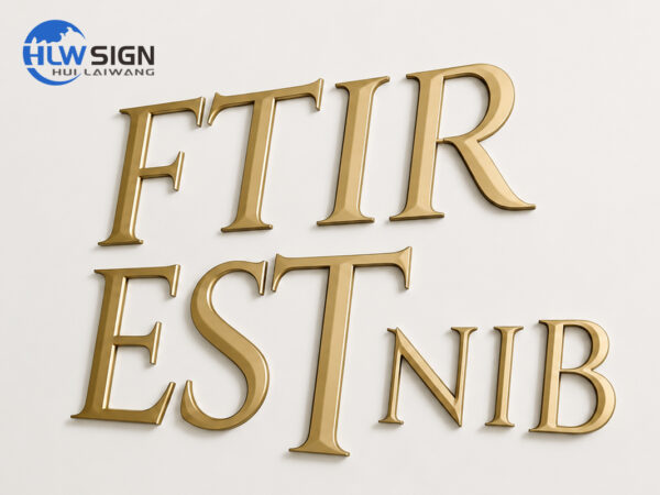 Non-illuminated 3d sharp-bevel metal letters wall sign