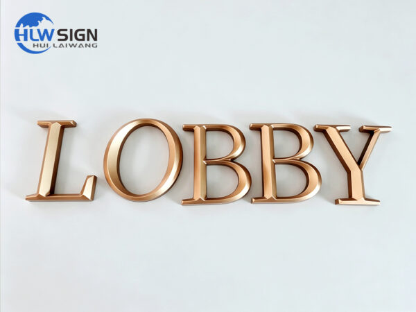 Non-illuminated 3d sharp-bevel metal letters wall sign