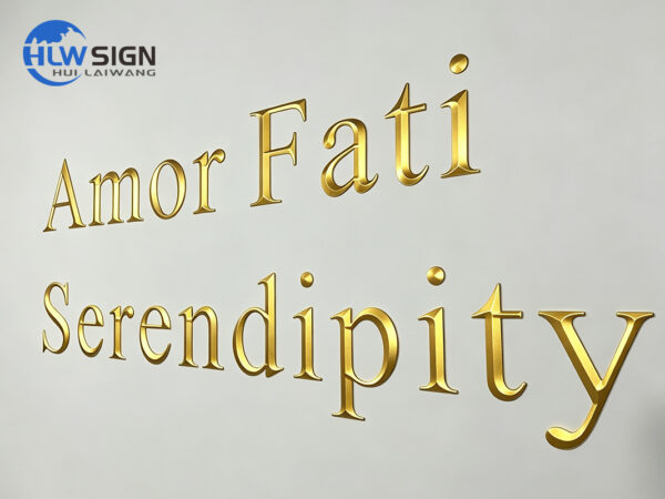 Non-illuminated 3d sharp-bevel metal letters wall sign