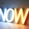 Half-Round Neon Letters with stainless steel trim for outdoor use