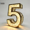 Gold color side punched holes diamond led letter sign