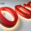 Red baked paint finish led halo lit sign