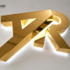 Gold backlit sign custom backlit letters