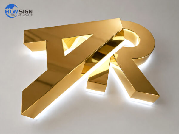 Gold backlit sign custom backlit letters