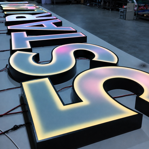 Stainless steel trim multi color changing rgb letters led sign custom
