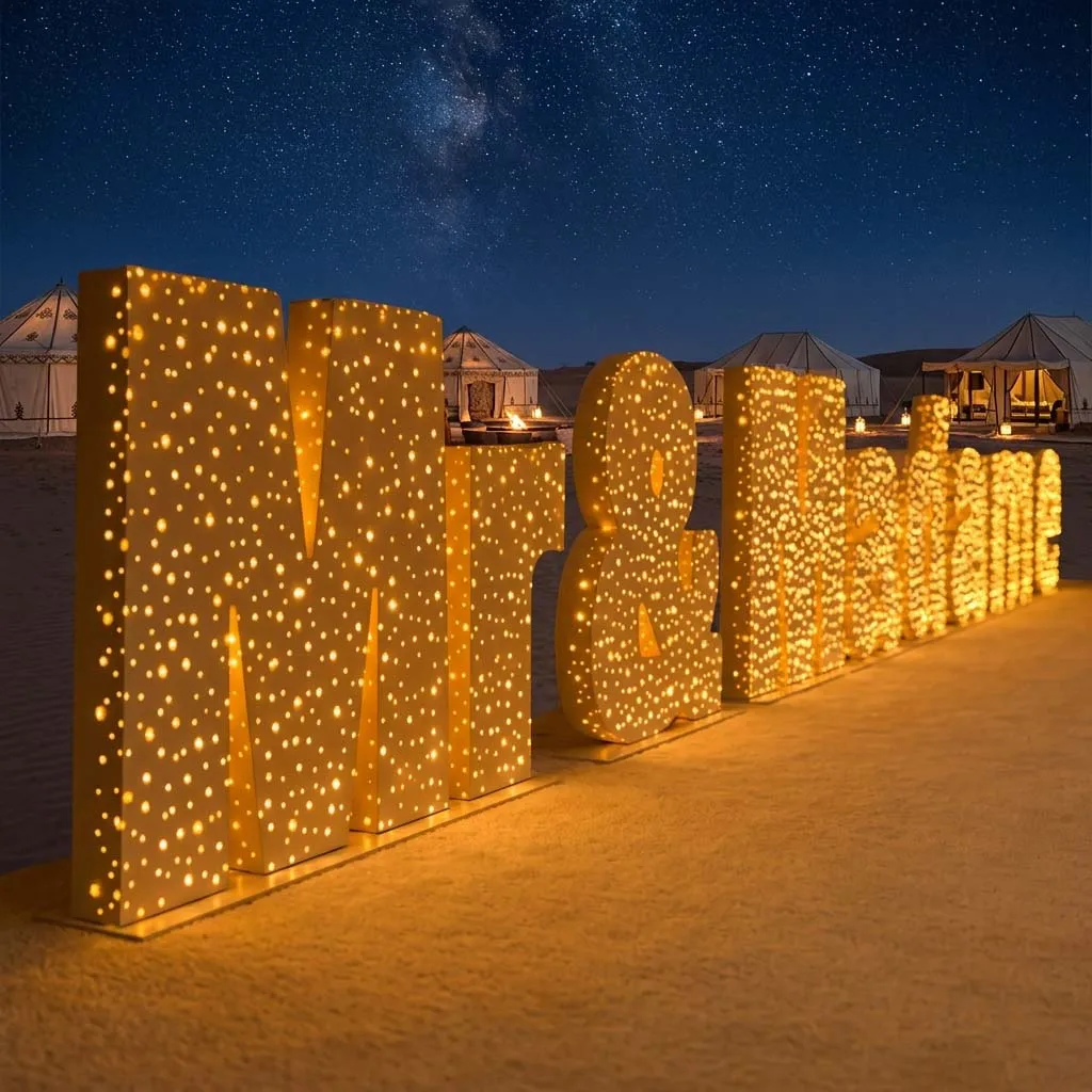 Freestanding starry night letters perforated sign led letters 4ft for party event business