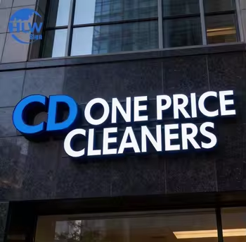 Custom channel letters manufacturer inspecting LED letters in factory