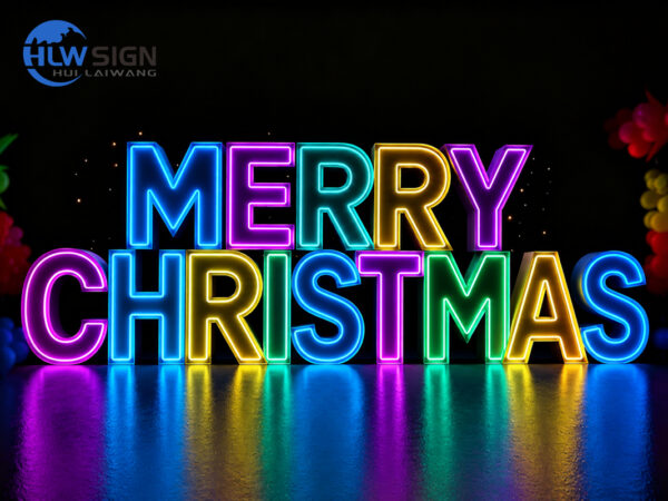 Neon light freestanding marquee signs for holiday party event