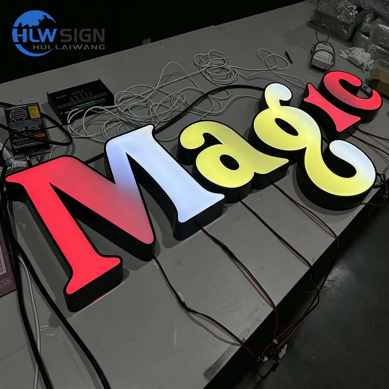 Stainless steel trim multi color changing led channel letters outdoor