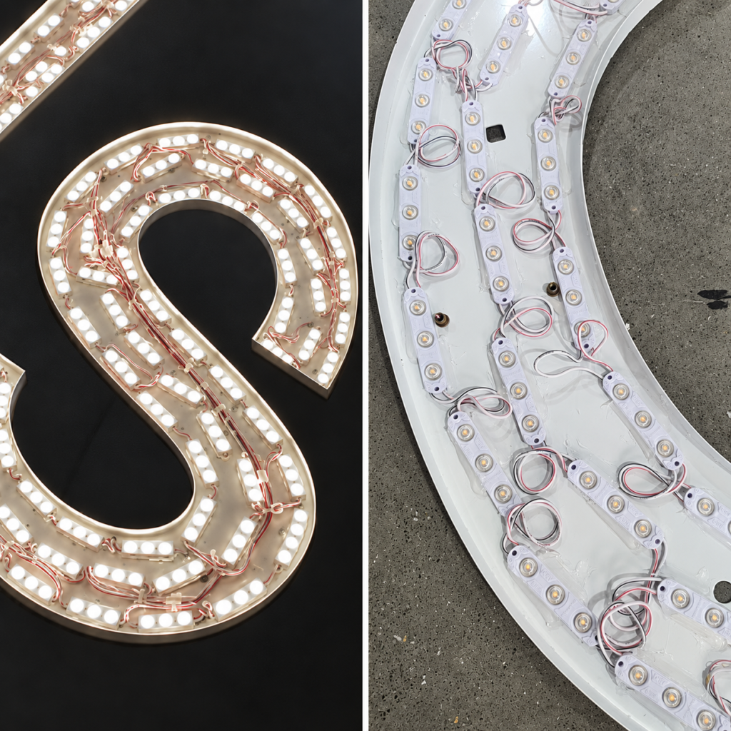 Channel letter LED layout