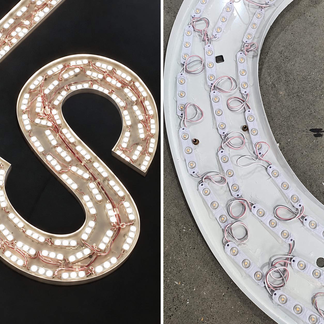 Channel letter LED layout