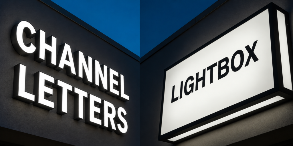 led channel letters vs light box signs for outdoor